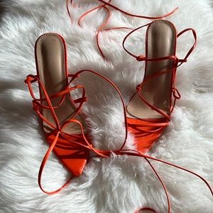 Orange Lace Up Heels